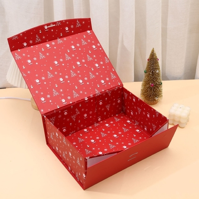 Doanh nghiệp nhỏ unique Ribbon cho vớ Custom Luxury Thẻ giấy Giáng sinh Gift Box With Magnetic Closure UV Lamination