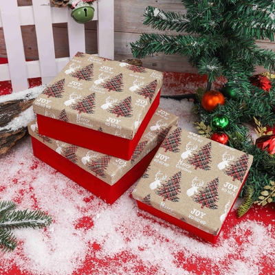 Hộp quà Giáng Sinh có ruy băng Bộ hộp quà tặng ngày lễ bằng polyester in theo yêu cầu cho Giáng sinh Bán buôn Bao bì lễ hội