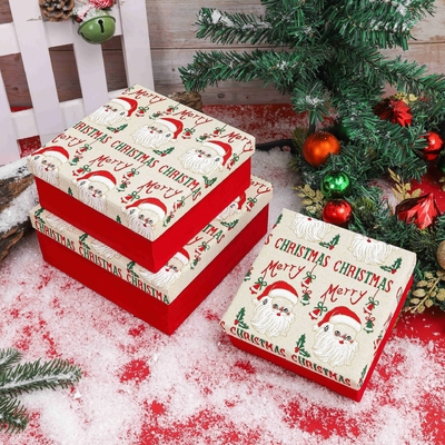 Hộp quà Giáng Sinh có ruy băng Bộ hộp quà tặng ngày lễ bằng polyester in theo yêu cầu cho Giáng sinh Bán buôn Bao bì lễ hội