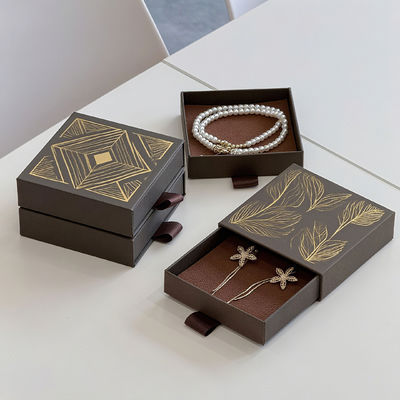 Logo tùy chỉnh thân thiện với môi trường in cứng cứng tái chế phong cách giấy đóng gói Thùng kéo ván trượt cho đồ trang sức