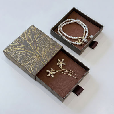 Logo tùy chỉnh thân thiện với môi trường in cứng cứng tái chế phong cách giấy đóng gói Thùng kéo ván trượt cho đồ trang sức