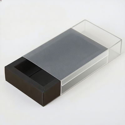 Hộp đóng gói cao cấp tùy chỉnh Hộp kéo giấy kraft với cửa sổ PET rõ ràng