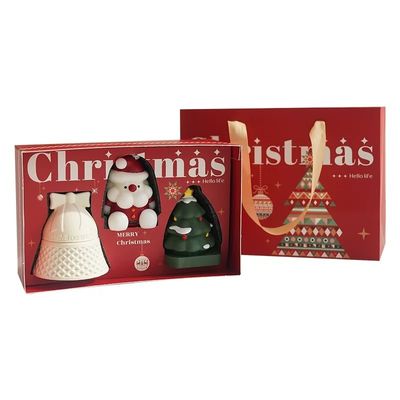 Logo tùy chỉnh Chiếc hộp Giáng sinh giấy đỏ sang trọng với tay cầm để đóng gói quà tặng Thực phẩm đồ trang sức Dược phẩm thiết kế thương hiệu