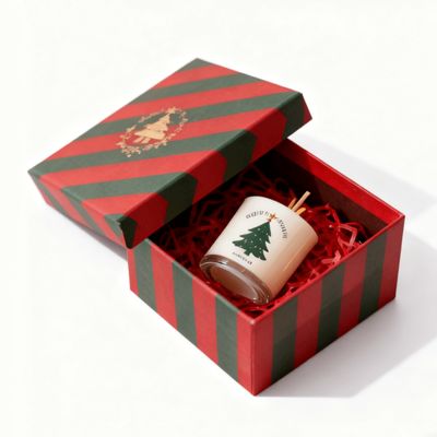 Nhà máy bán buôn tùy chỉnh sơn màu giấy Giáng sinh hộp nắp và cơ sở nến hộp với đóng dấu