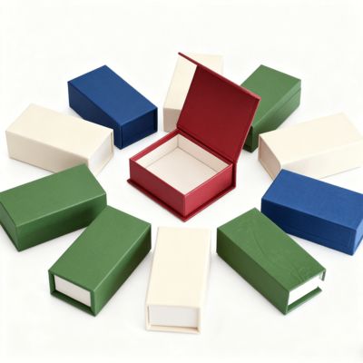 Hộp đựng nhang hình chữ nhật màu trơn cao cấp, vỏ sò bằng giấy Kraft tùy chỉnh để đóng gói quà tặng, hộp cứng, lót mút, dập nổi