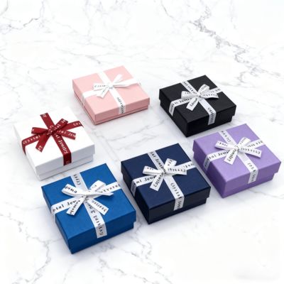 Hộp vuông nắp âm dương đựng trang sức, nơ ruy băng, chất liệu giấy bìa cứng, sang trọng, dùng cho bông tai, nhẫn