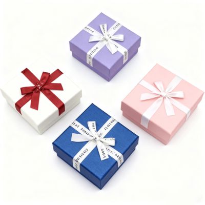 Hộp vuông nắp âm dương đựng trang sức, nơ ruy băng, chất liệu giấy bìa cứng, sang trọng, dùng cho bông tai, nhẫn