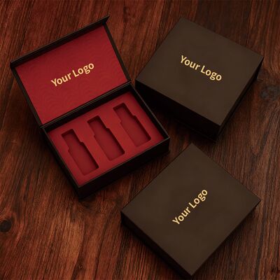 Hộp giấy có logo cá nhân tùy chỉnh Hộp quà tặng từ tính có lớp lót xốp Mỹ phẩm cứng sang trọng cho trang điểm nước hoa