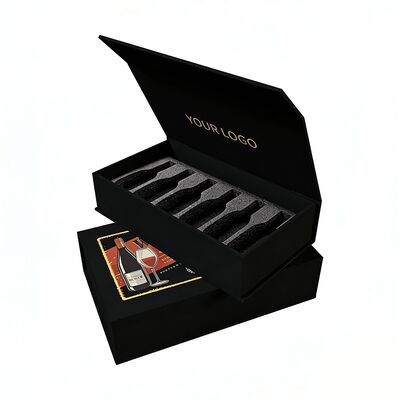 Custom Elegant Paper Boxes Magnetic Lid Gift Box With Handle for Wine Bottle Perfume Set VIP Card