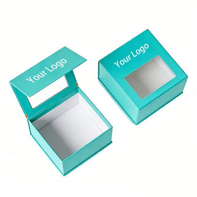 Hộp quà tặng đóng nắp từ tính thủ công cao cấp có cửa sổ bằng giấy để đóng gói mũ và quần áo