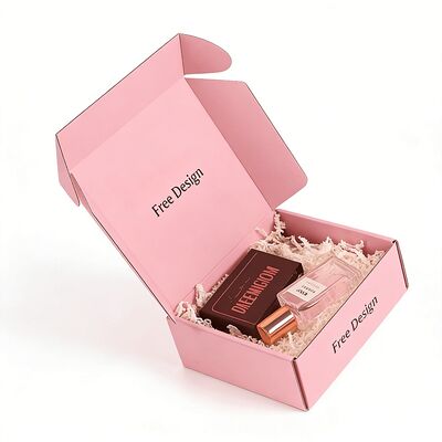 Hộp đóng gói bằng bìa cứng sóng màu hồng in ấn tùy chỉnh bán buôn, hộp gửi thư bưu điện