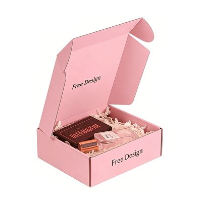 Hộp đóng gói bằng bìa cứng sóng màu hồng in ấn tùy chỉnh bán buôn, hộp gửi thư bưu điện