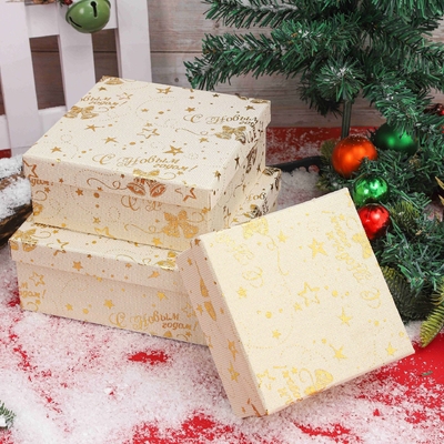 Hộp quà Giáng Sinh có ruy băng Bộ hộp quà tặng ngày lễ bằng polyester in theo yêu cầu cho Giáng sinh Bán buôn Bao bì lễ hội