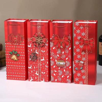 Túi giấy tùy chỉnh in logo của bạn Túi quà Giáng sinh bằng giấy để đóng gói rượu